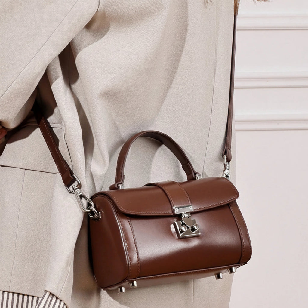 Verona Genuine Leather Flap Top Structured Crossbody
