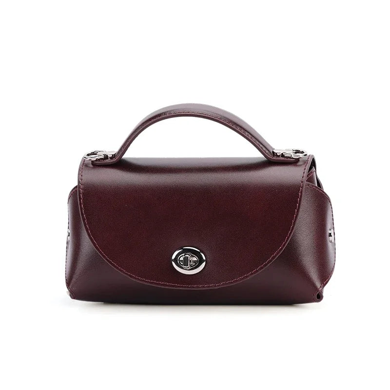 Aura Genuine Leather Turn-Lock Mini Satchel