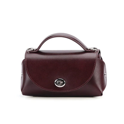 Aura Genuine Leather Turn-Lock Mini Satchel