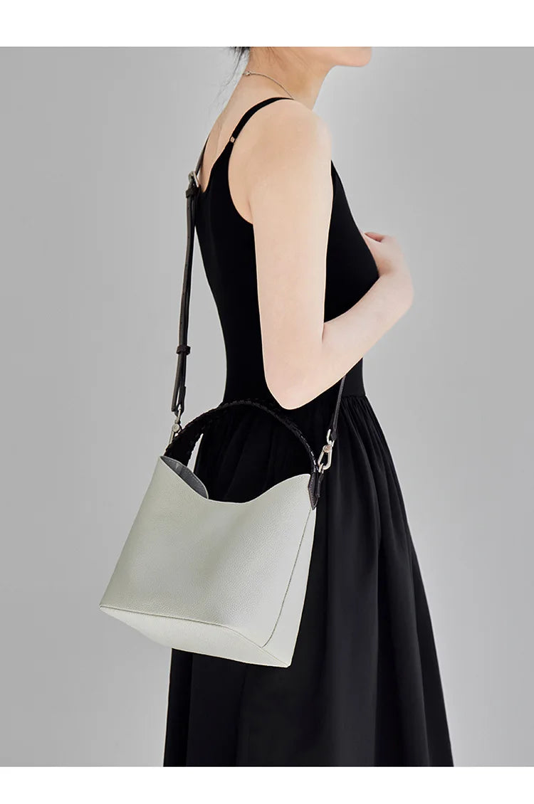 Lyra Artisan Genuine Leather Hand-Woven Accent Tote