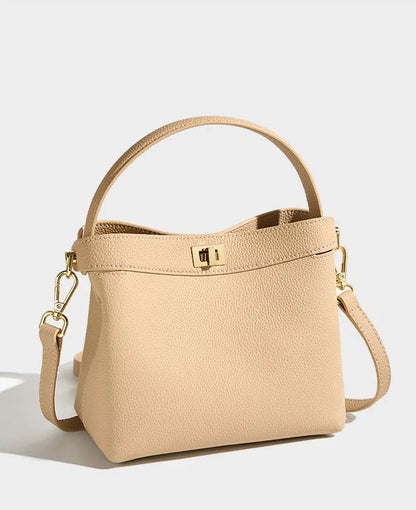 Refined Genuine Leather Signature Bucket Bag