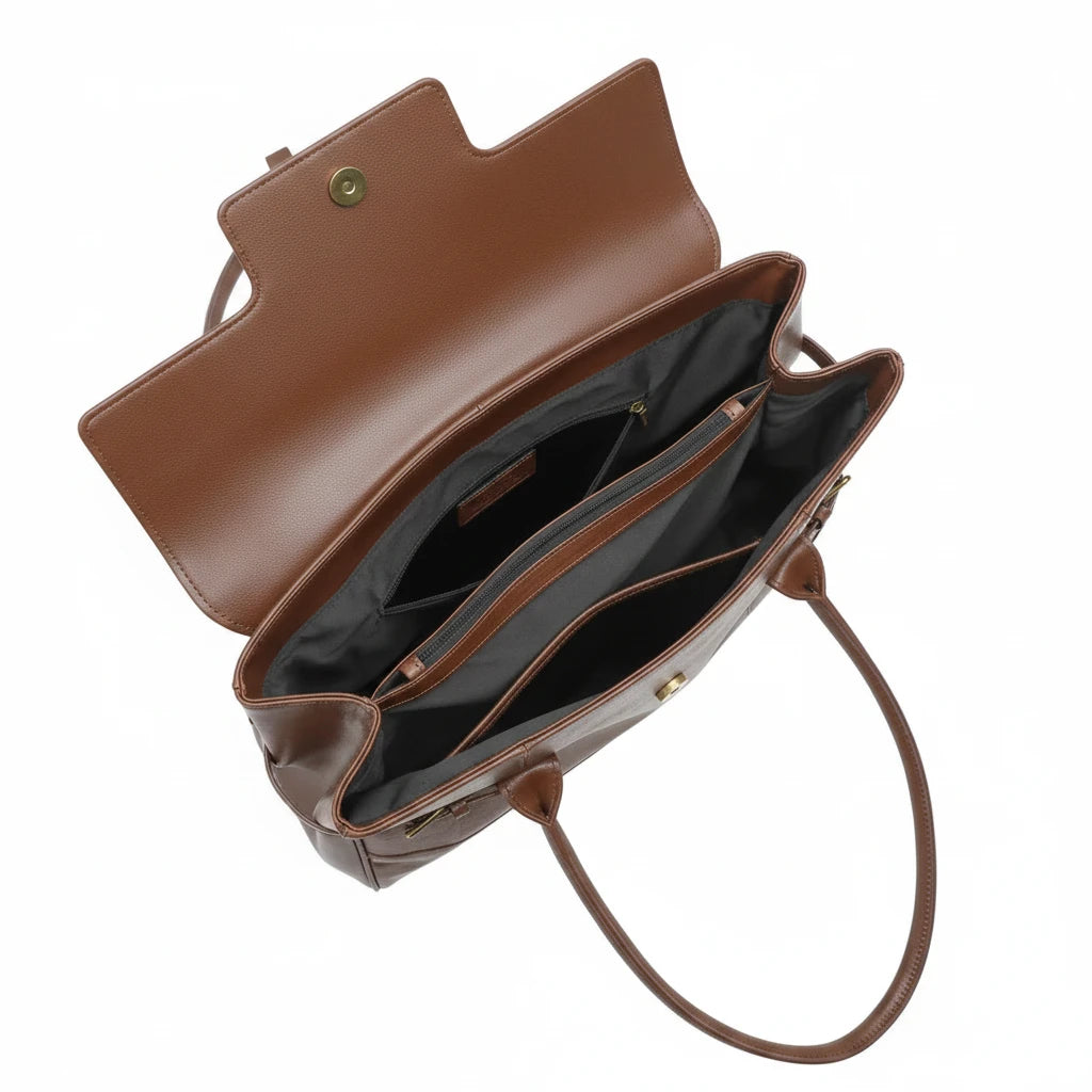 Aura Genuine Leather Side-Buckle Vintage Tote