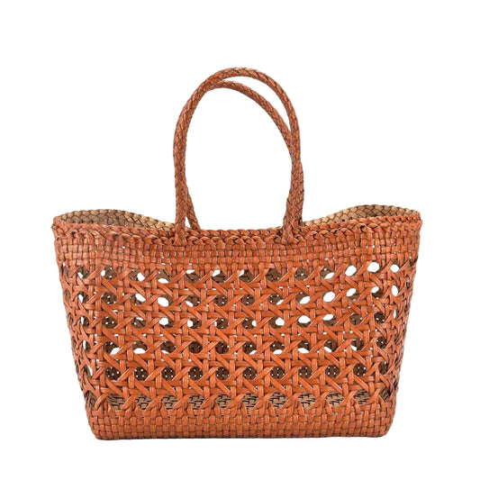 Genuine Leather Woven Beach Basket Bag