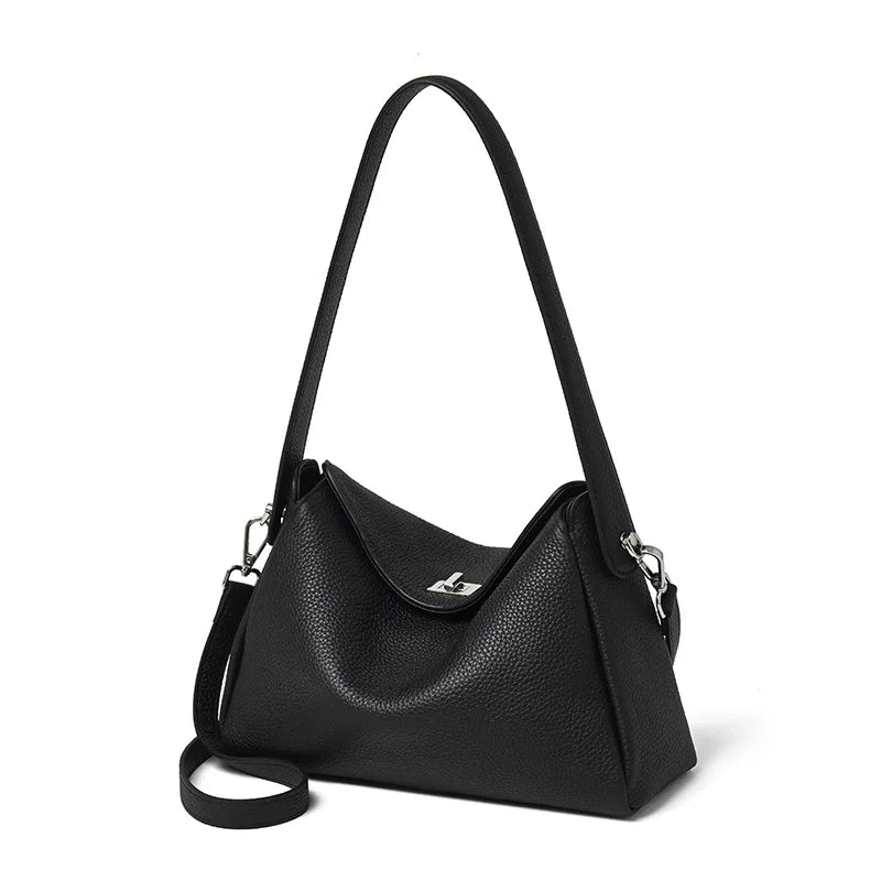 Vesper Genuine Leather Turn-Lock Contour Hobo