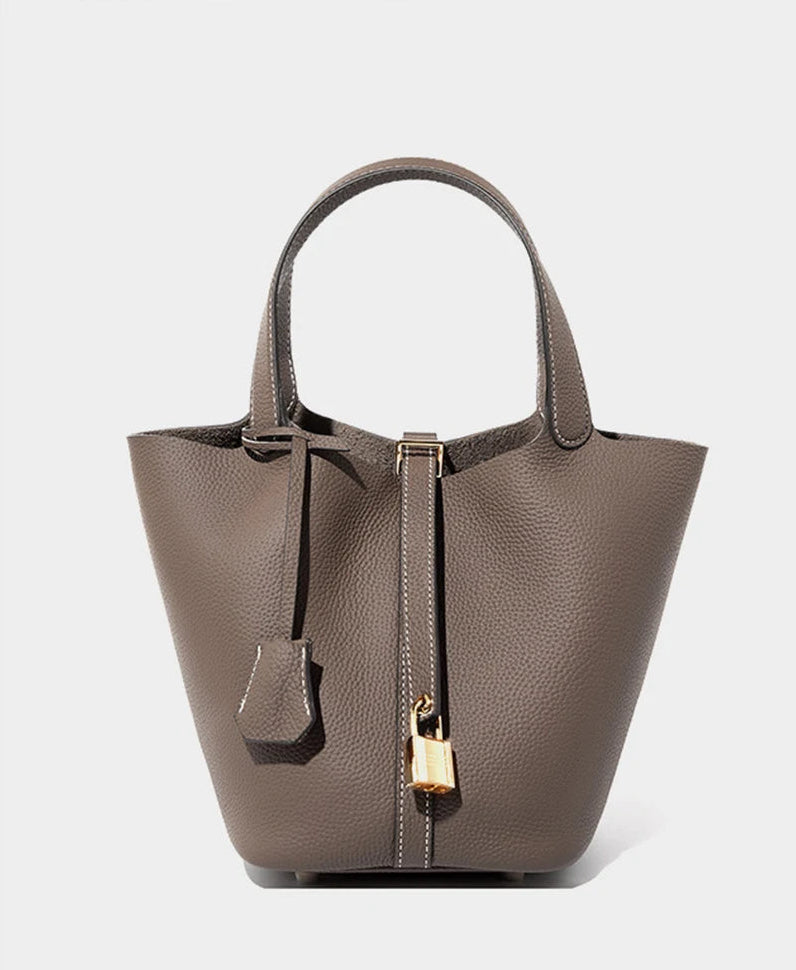 Genuine Leather Luxe Bucket Tote Bag