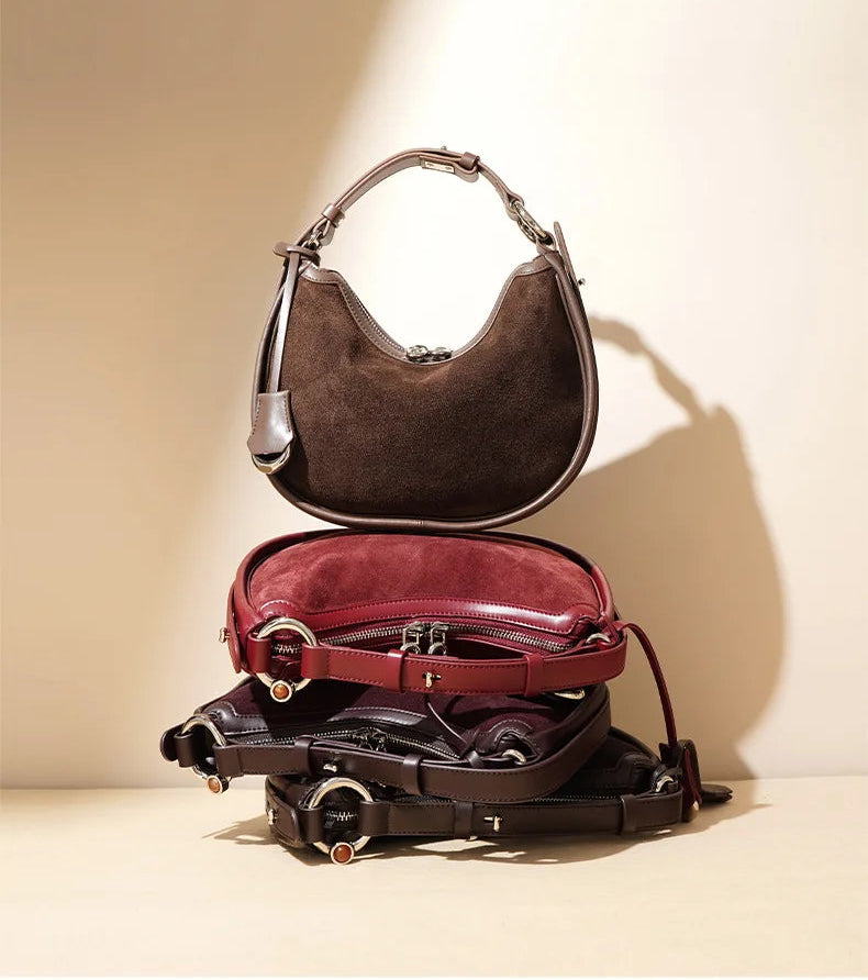 Chic Frosted Suede Leather Minimalist Shoulder Purse