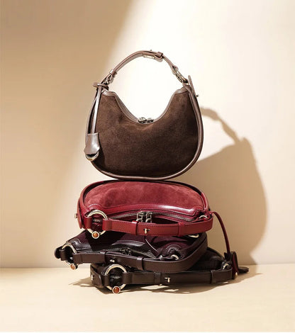 Chic Frosted Suede Leather Minimalist Shoulder Purse