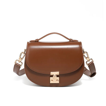 Aura Genuine Leather Top-Handle Saddle Bag