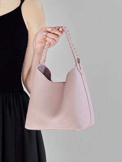 Lyra Artisan Genuine Leather Hand-Woven Accent Tote