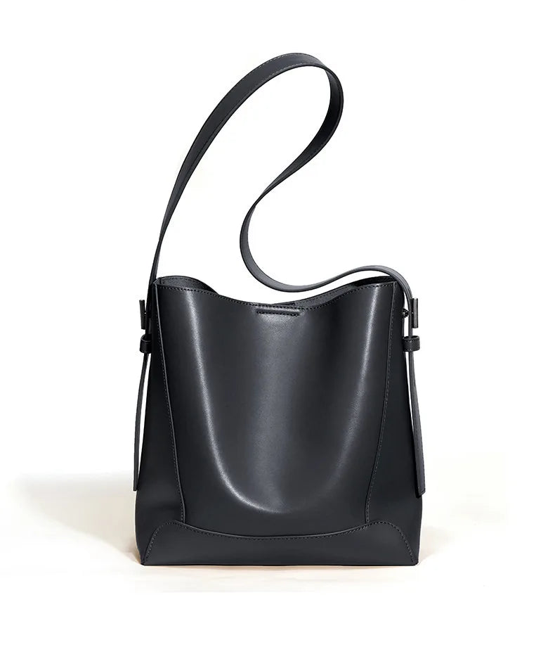 Genuine Leather  Bucket Shoulder Bag