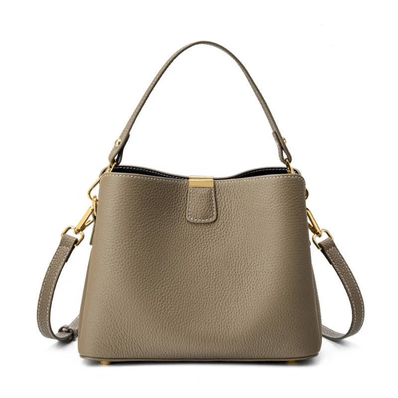 Elite Top Grain Genuine Leather Large Capacity Bucket Bag
