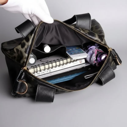 Exquisite Genuine Leather Tiger Pattern Tote Handbag