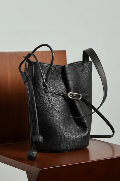 Cascade Genuine Leather Loop Bucket Bag