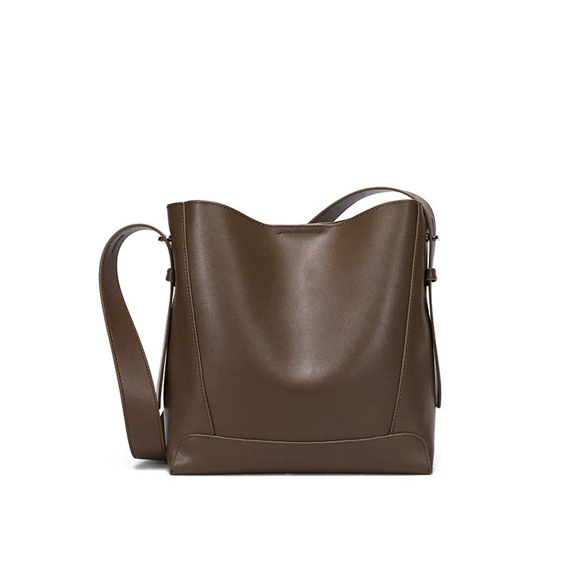 Genuine Leather  Bucket Shoulder Bag