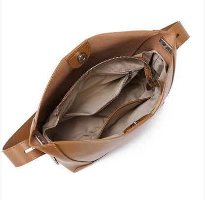 Genuine Leather  Bucket Shoulder Bag