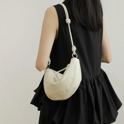 Premium Half Moon Leather Shoulder Handbag