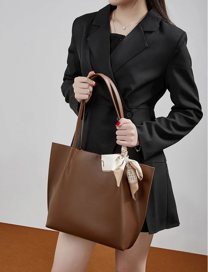 Meridian Genuine Leather Scarf-Accent Tote