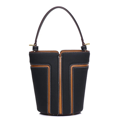 Opulent Genuine Leather Bucket Bag