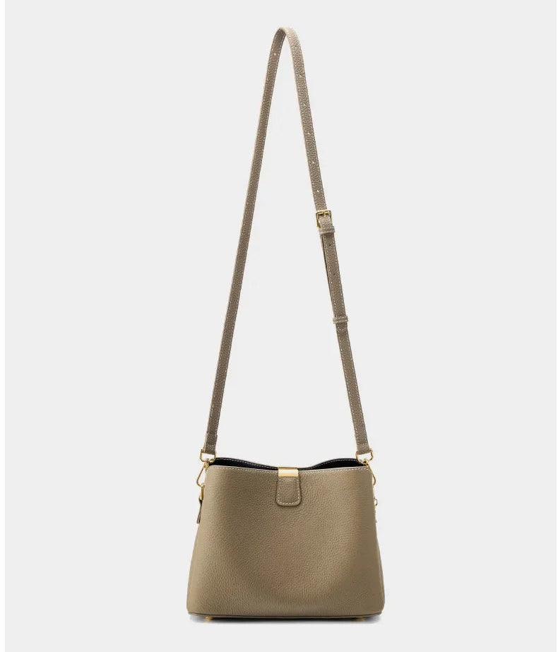Elite Top Grain Genuine Leather Large Capacity Bucket Bag
