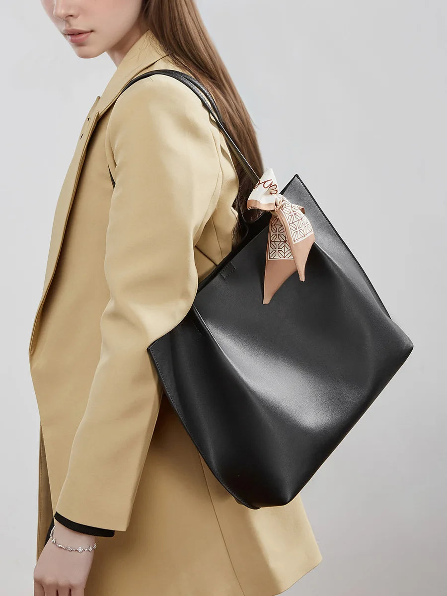 Meridian Genuine Leather Scarf-Accent Tote