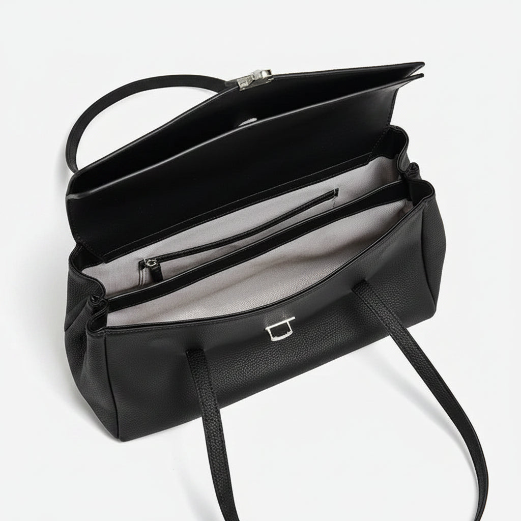 Aura Genuine Leather Lock-Clasp Envelope Bag