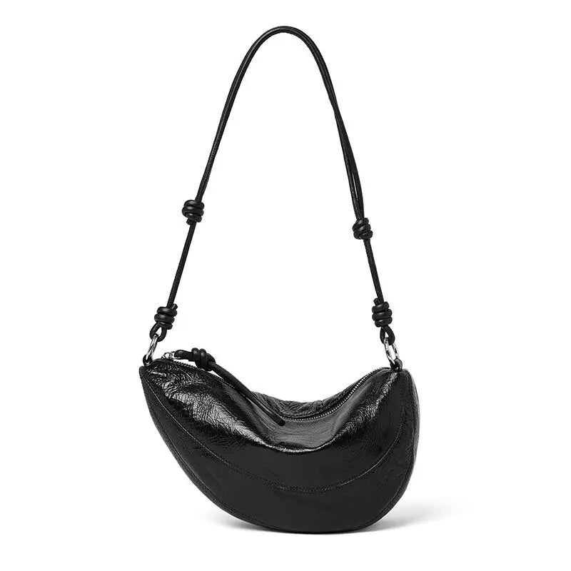 Premium Half Moon Leather Shoulder Handbag