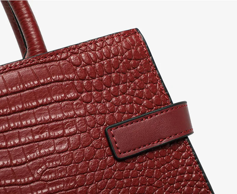 Crocodile Texture Leather Handbag
