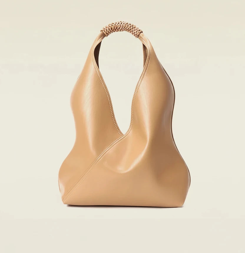 Aura Genuine Leather Asymmetric Sculptural Hobo
