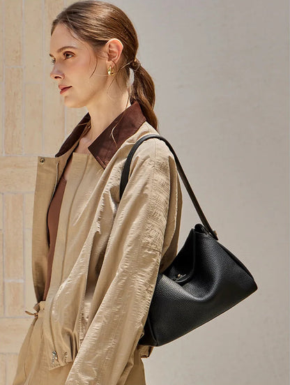 Vesper Genuine Leather Turn-Lock Contour Hobo