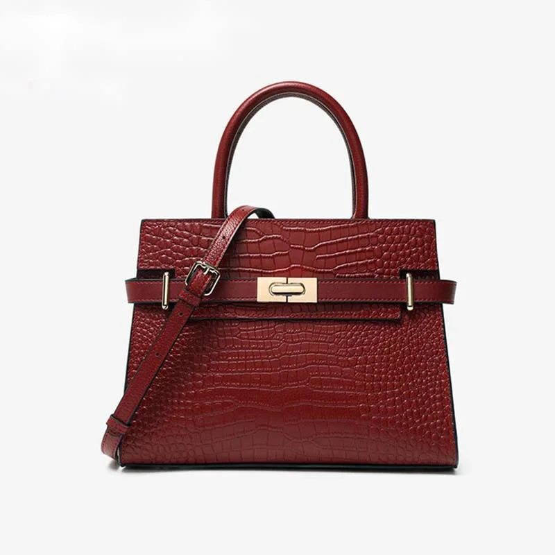 Crocodile Texture Leather Handbag