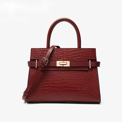 Crocodile Texture Leather Handbag
