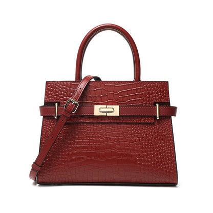 Crocodile Texture Leather Handbag