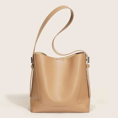 Genuine Leather  Bucket Shoulder Bag