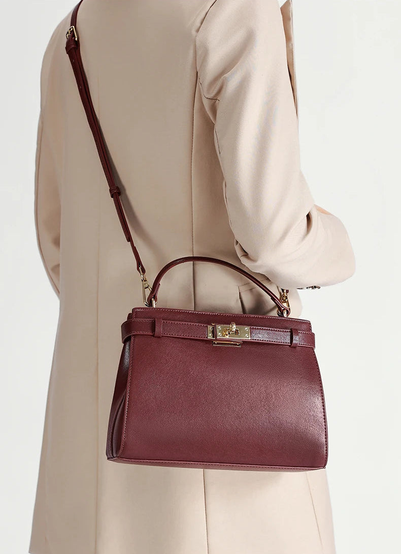 Genuine Leather Luxury Wide Strap Shoulder Bag