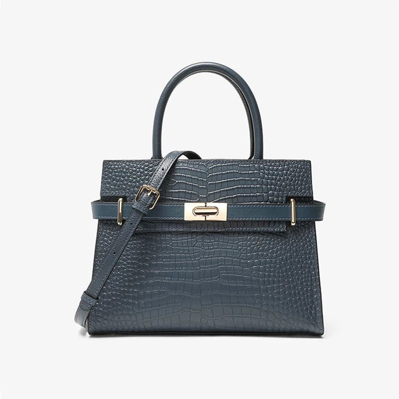 Crocodile Texture Leather Handbag