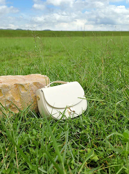 Aura Genuine Leather Top-Handle Saddle Bag