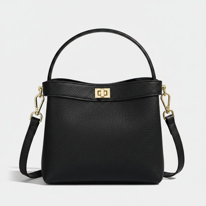 Refined Genuine Leather Signature Bucket Bag