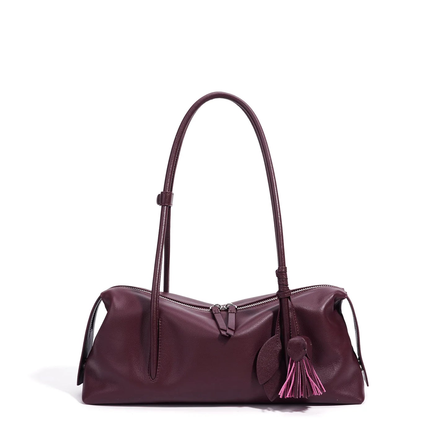 Serene Genuine Leather Elongated Barrel Handbag