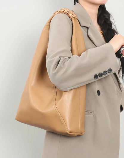 Aura Genuine Leather Asymmetric Sculptural Hobo