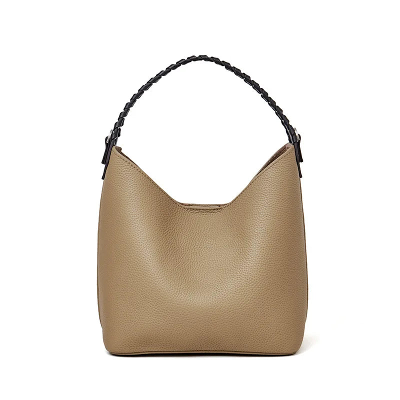 Lyra Artisan Genuine Leather Hand-Woven Accent Tote