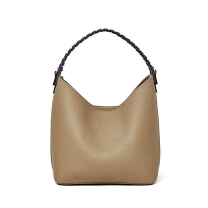 Lyra Artisan Genuine Leather Hand-Woven Accent Tote