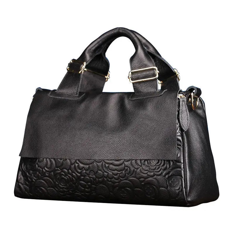 Exquisite Genuine Leather Tiger Pattern Tote Handbag