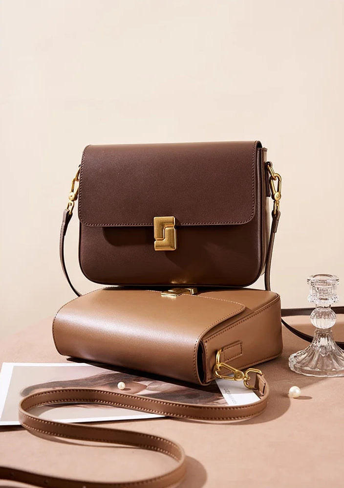 Aura Genuine Leather Luxury Small Square Crossbody Bag