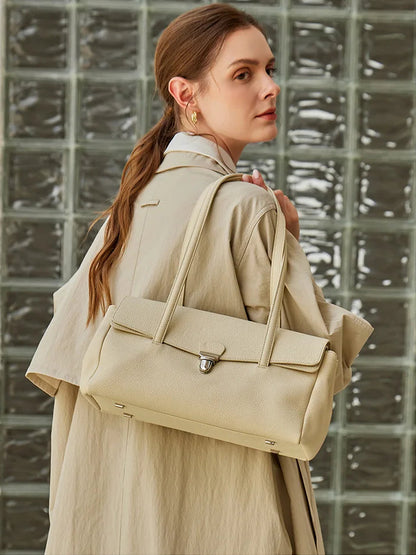 Aura Genuine Leather Lock-Clasp Envelope Bag