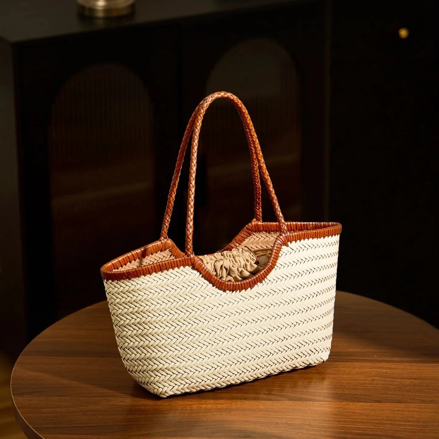 Genuine Leather Handwoven Luxury Beach Tote Bag
