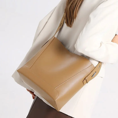 Genuine Leather  Bucket Shoulder Bag