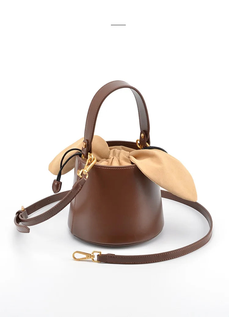 Artisanal Bow Knot Cowhide Bucket Bag
