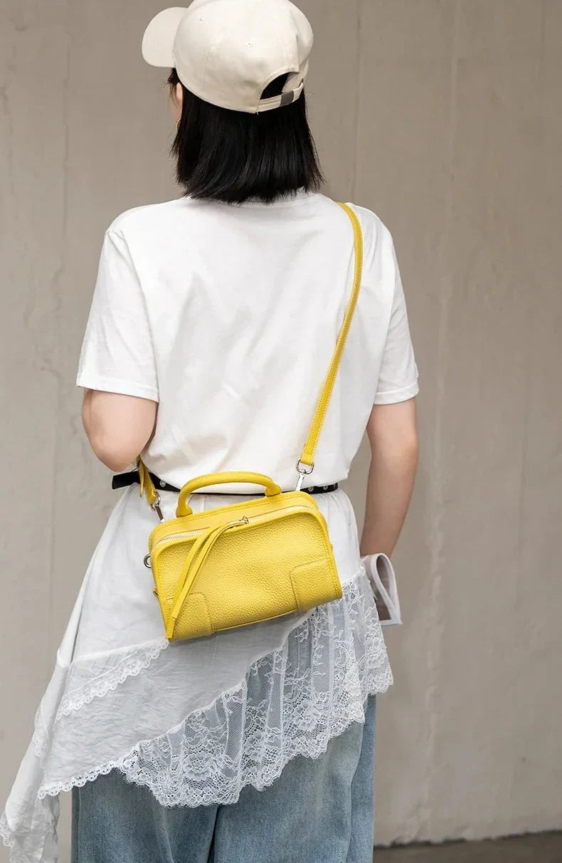 Aura Premium Genuine Leather Boxy Cross body Bag