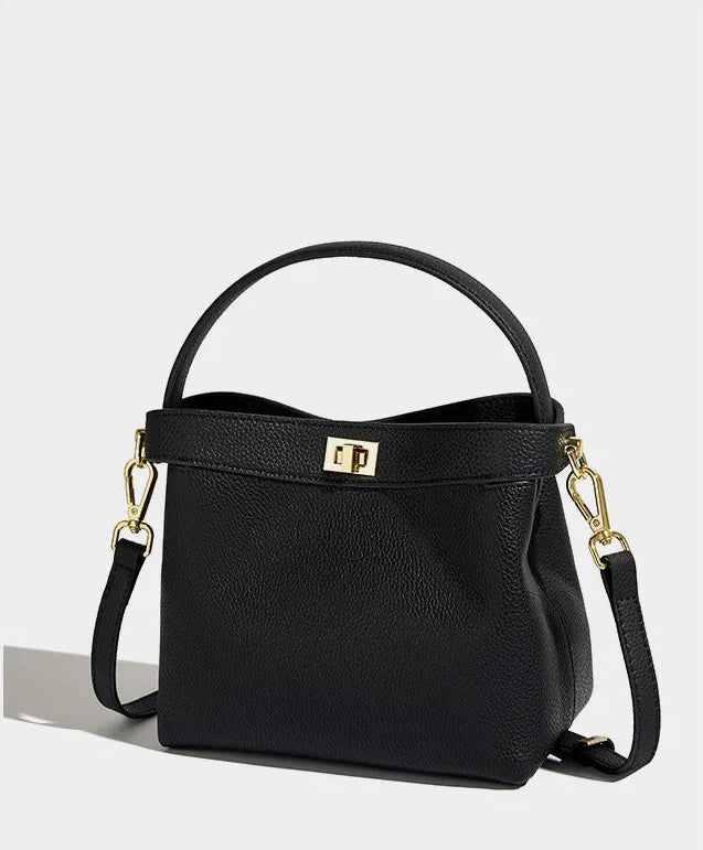 Refined Genuine Leather Signature Bucket Bag