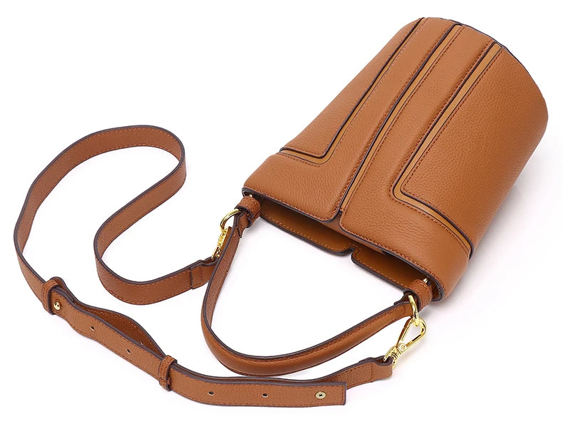 Opulent Genuine Leather Bucket Bag